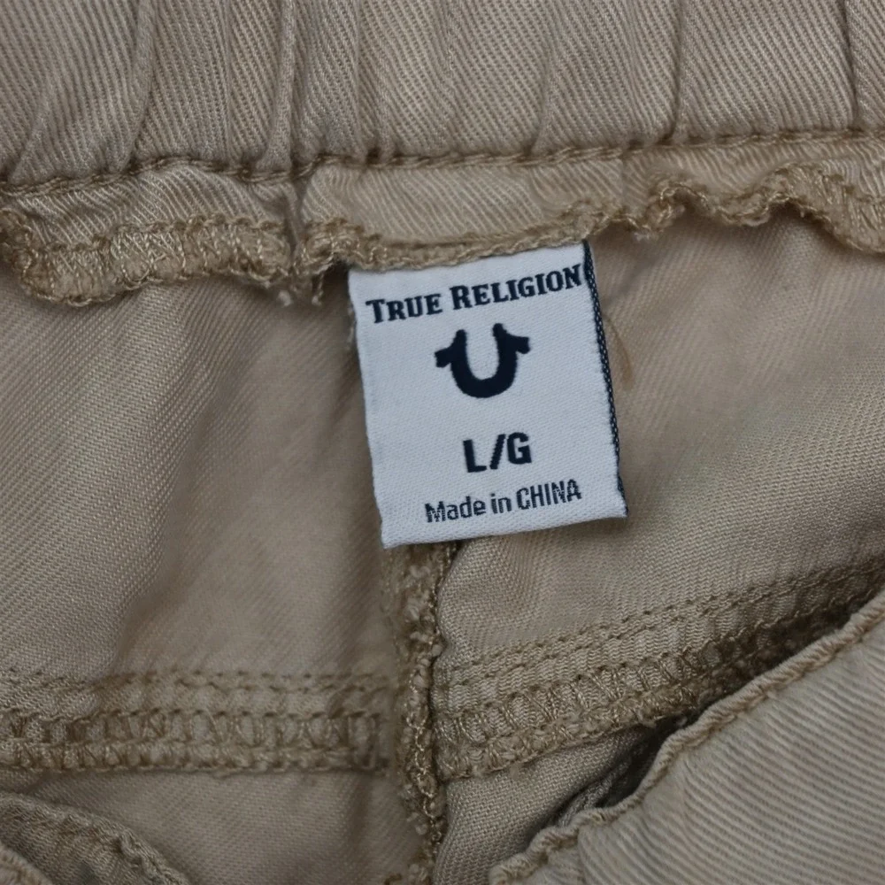 True Religion L Khaki Vented Cuff Slim Pull On Cargo Womens Pants